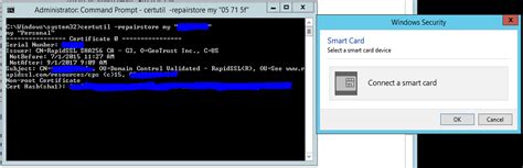 certutil prompting for smart card server 2019|microsoft certutil plus sign.